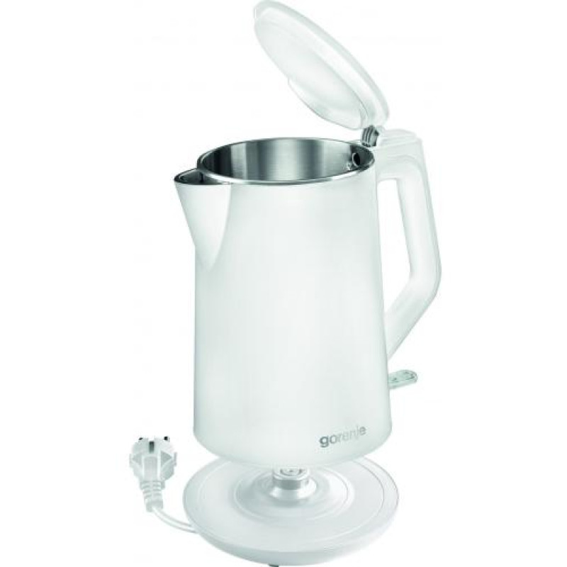 Електрочайник Gorenje K15DWW, White, 2200W, 1.5 л, індикатор рівня води, дисковий, метал