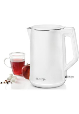Електрочайник Gorenje K15DWW, White, 2200W, 1.5 л, індикатор рівня води, дисковий, метал