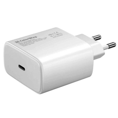 Мережевий зарядний пристрій ColorWay, White, 1xUSB-C, 3A, 45W (CW-CHS034PD-WT)