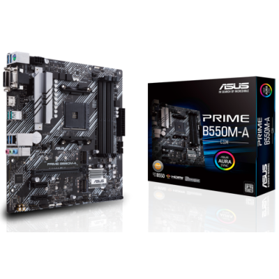 Мат.плата AM4 (B550) Asus PRIME B550M-A/CSM, B550, 4xDDR4, Int.Video(CPU), 4xSATA3, 2xM.2, 1xPCI-E 16x 4.0, 2xPCI-E 1x 3.0,TL 8xUSB3.2/4xUSB2.0, VGA/DVI-D/HDMI, MicroATX