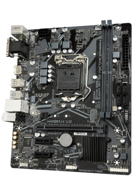 Мат.плата 1200 (H470) Gigabyte H410M H V2, H470, 2xDDR4, Int.Video(CPU), 4xSATA3, 1xM.2, 1xPCI-E 16x 3.0, 2xPCI-E 1x 3.0, ALC887, RTL8111H, 4xUSB3.2/6xUSB2.0, VGA/HDMI, MicroATX