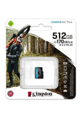 Карта пам'яті microSDXC, 512Gb, Kingston Canvas Go! Plus, Class 10 UHS-I U3 V30 A2, без адаптера, до 170/90 МБ/с (SDCG3/512GBSP)