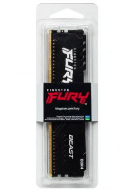 Пам'ять 16Gb DDR4, 3200 MHz, Kingston Fury Beast, Black, 16-18-18, 1.35V, з радіатором (KF432C16BB1/16)