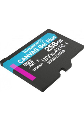 Карта пам'яті microSDXC, 256Gb, Kingston Canvas Go! Plus, Class 10 UHS-I U3 V30 A2, без адаптера, до 170/90 МБ/с (SDCG3/256GBSP)