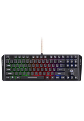 Клавіатура 2E KG355 GAMING, Black, USB, мембранна, LED підсвічування, TKL дизайн, водонепроникна конструкція, 1.5 м (2E-KG355UBK)