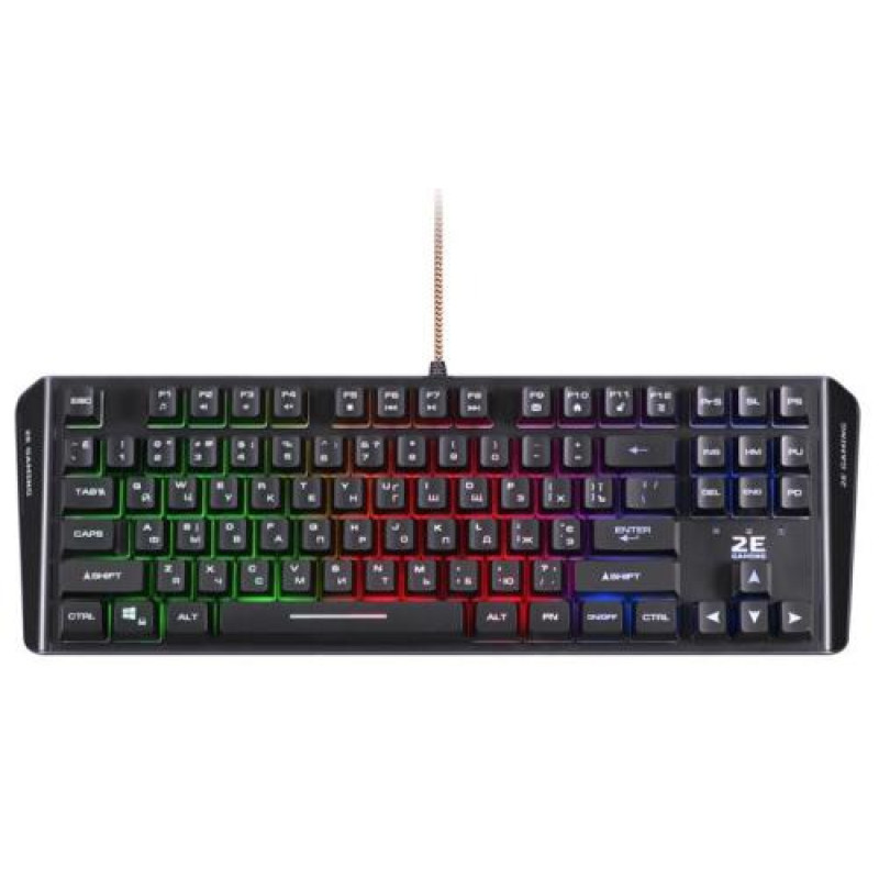 Клавіатура 2E KG355 GAMING, Black, USB, мембранна, LED підсвічування, TKL дизайн, водонепроникна конструкція, 1.5 м (2E-KG355UBK)