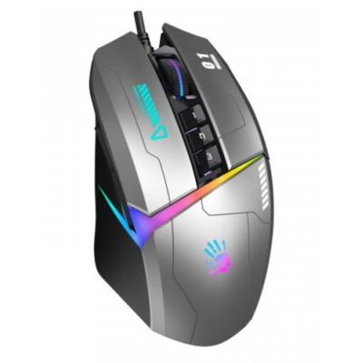 Миша Bloody W60 Max, Gun Grey, USB, оптична (сенсор MAX BC3332-A), 100-10000 dpi, RGB підсвічування (5 режимів), 10 кнопок, ножки X'Glide, 1.8 м