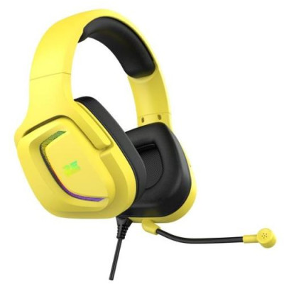 Навушники 2E HG340 GAMING, Yellow, 2x3.5 мм + USB для подсветки, мікрофон, динаміки 50 мм, RGB підсвічування, 16 Ом, 2 м (2E-HG340YW)