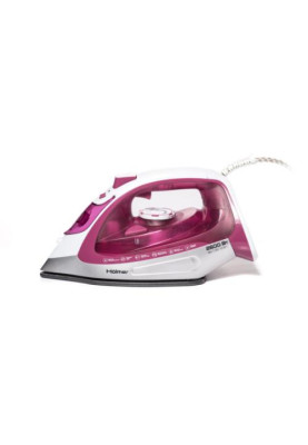 Праска Holmer HIТ-2640, White/Pink, 2600W, кераміка, паровий удар 140 г/хв, постійна подача пари 40 г/хв, вертикальне відпарювання, очищення від накипу