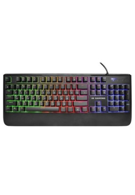 Клавіатура 2E KG325 GAMING, Black, USB, мембранна псевдо-механіка, LED-підсвічування (3 режими), захист від вологи та пилу, незнімна підставка під зап'ястя, 1.7 м (2E-KG325UB)