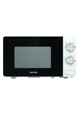 Мікрохвильова піч Gorenje MO17E1W, White, 700W, 17 л, звичайна (соло), 5 рівнів потужності, керування механічне