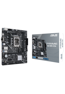 Мат.плата LGA1700, Asus PRIME H610M-D D4, H610, 2xDDR4, Int.Video(CPU), 4xSATA3, 1xM.2, 1xPCI-E 16x 4.0, 1xPCI-E 1x 3.0, ALC997, GLan, 3xUSB3.2/5xUSB2.0, VGA/HDMI, MicroATX