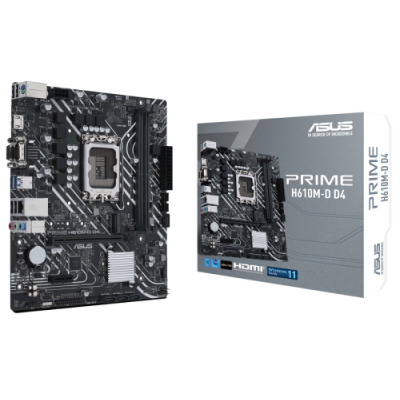 Мат.плата LGA1700, Asus PRIME H610M-D D4, H610, 2xDDR4, Int.Video(CPU), 4xSATA3, 1xM.2, 1xPCI-E 16x 4.0, 1xPCI-E 1x 3.0, ALC997, GLan, 3xUSB3.2/5xUSB2.0, VGA/HDMI, MicroATX