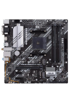 Мат.плата AM4 (B550) Asus PRIME B550M-A WIFI II, B550, 4xDDR4, Int.Video(CPU), 4xSATA3, 2xM.2, 1xPCI-E 16x 4.0, 2xPCI-E 1x 3.0, ALC887, RTL8111H, WiFi 6, Bluetooth 5.2, 7xUSB3.2/2xUSB2.0, VGA/DVI-D/HDMI, MicroATX