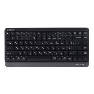 Клавіатура бездротова A4Tech FBK11 "Fstyler", Black/Grey, Bluetooth / USB 2.4GHz, компактний розмір, 12 мультимедійних кнопок, захист від бризок, до 4-х пристроїв, 2xAAA, UA/RU/US