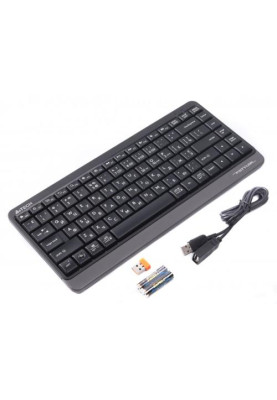 Клавіатура бездротова A4Tech FBK11 "Fstyler", Black/Grey, Bluetooth / USB 2.4GHz, компактний розмір, 12 мультимедійних кнопок, захист від бризок, до 4-х пристроїв, 2xAAA, UA/RU/US