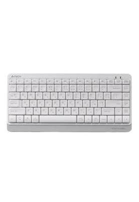 Клавіатура бездротова A4Tech FBK11 "Fstyler", White/Grey, Bluetooth / USB 2.4GHz, компактний розмір, 12 мультимедійних кнопок, захист від бризок, до 4-х пристроїв, 2xAAA, UA/RU/US