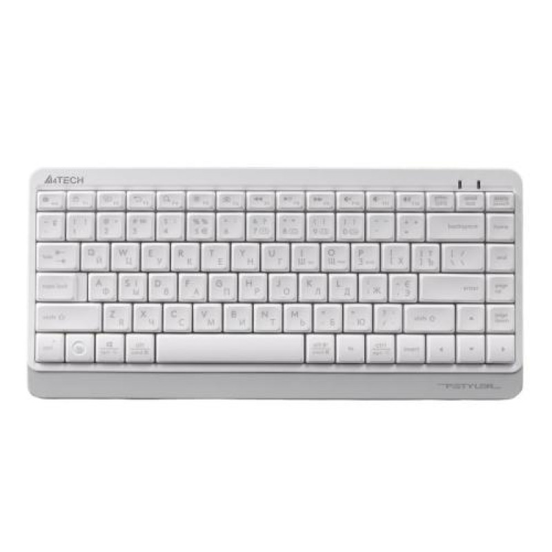 Клавіатура бездротова A4Tech FBK11 "Fstyler", White/Grey, Bluetooth / USB 2.4GHz, компактний розмір, 12 мультимедійних кнопок, захист від бризок, до 4-х пристроїв, 2xAAA, UA/RU/US