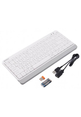 Клавіатура бездротова A4Tech FBK11 "Fstyler", White/Grey, Bluetooth / USB 2.4GHz, компактний розмір, 12 мультимедійних кнопок, захист від бризок, до 4-х пристроїв, 2xAAA, UA/RU/US