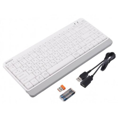 Клавіатура бездротова A4Tech FBK11 `Fstyler`, White/Grey, Bluetooth/USB 2.4GHz, компактний розмір, 12 мультимедійних кнопок, захист від бризок, до 4-х пристроїв, 2xAAA, UA/RU/US