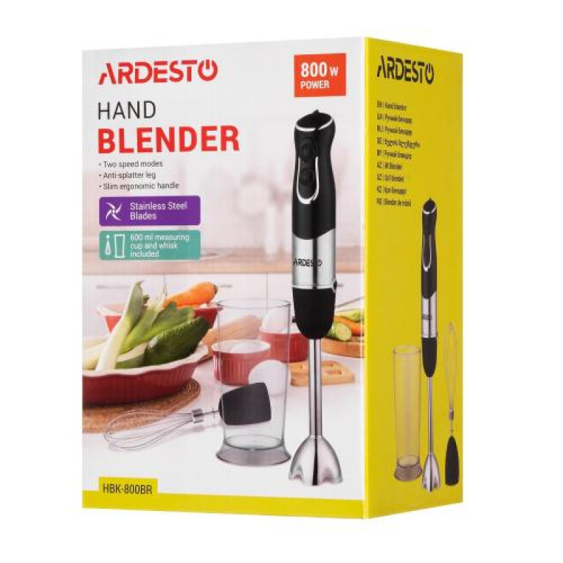 Блендер Ardesto HBK-800BR, Black, 800Вт, вінчик, чаша 0.6л