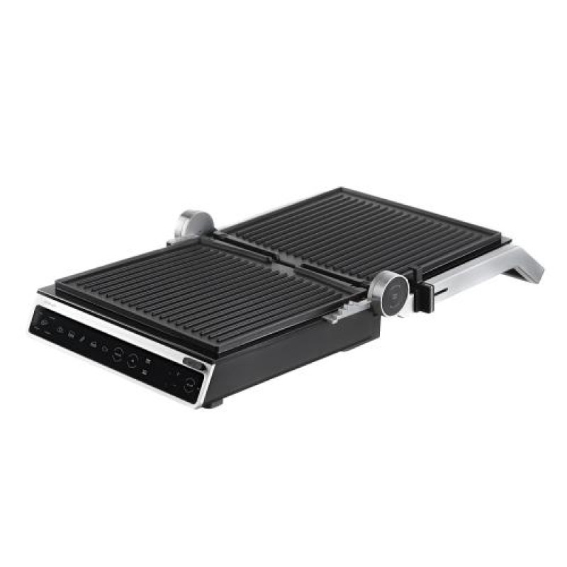 Електрогриль Ardesto GK-STC20, Black/Silver, 2000W, сенсорне керування, регулювання ступеню прожарювання, знімні пластини