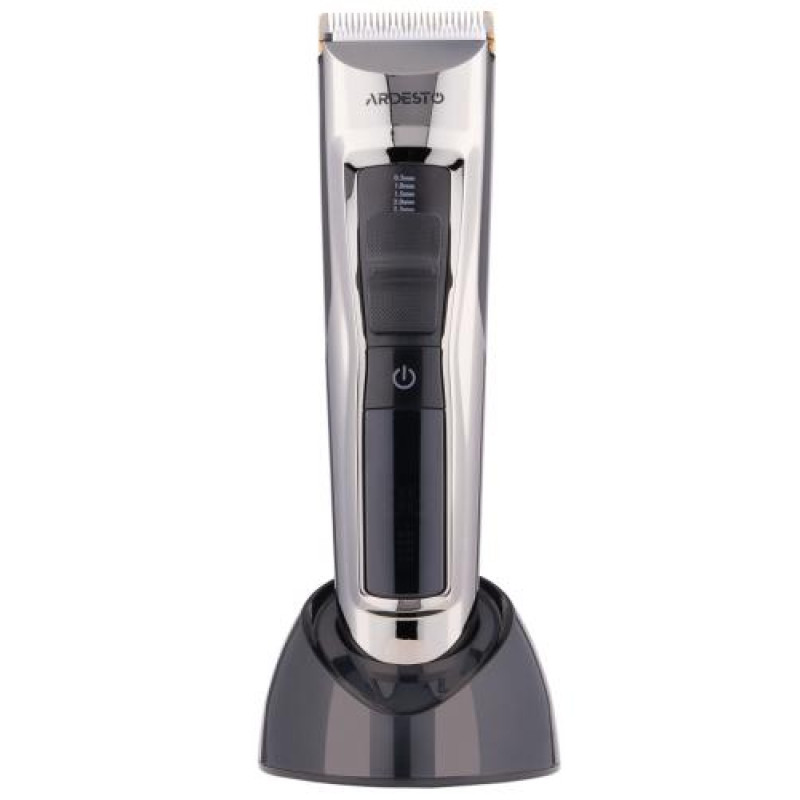 Машинка для стрижки Ardesto HC-Y30-DBS, Black/Grey, 2.4W, живлення мережа/акумулятор, кількість установок довжини 11, 6 насадок, леза з нерж. сталі/кераміки, LED-дисплей