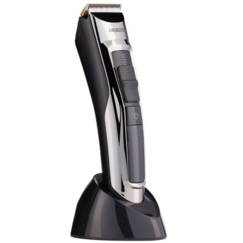Машинка для стрижки Ardesto HC-Y30-DBS, Black/Grey, 2.4W, живлення мережа/акумулятор, кількість установок довжини 11, 6 насадок, леза з нерж. сталі/кераміки, LED-дисплей
