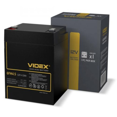 Акумуляторна батарея Videx 6FM4.5, 12V, 4.5 Агод, AGM, T2, 100x90x70 мм, 1.47 кг