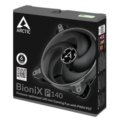 Вентилятор 140 мм, Arctic BioniX P140, Grey, 140х140х28 мм, PWM, 200-1950 об/хв, 4-pin, гідравлічний підшипник (ACFAN00159A)