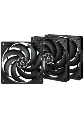 Вентилятор 120 мм, Arctic P12 Slim PWM PST, Black, 3 шт, 120х120х15 мм, PWM, 300-2100 об/хв, 4-pin, гідравлічний підшипник (ACFAN00275A)
