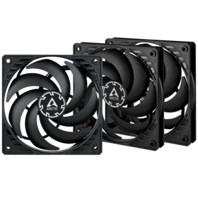 Вентилятор 120 мм, Arctic P12 Slim PWM PST, Black, 3 шт, 120х120х15 мм, PWM, 300-2100 об/хв, 4-pin, гідравлічний підшипник (ACFAN00275A)