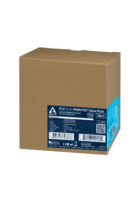 Вентилятор 120 мм, Arctic P12 Slim PWM PST, Black, 3 шт, 120х120х15 мм, PWM, 300-2100 об/хв, 4-pin, гідравлічний підшипник (ACFAN00275A)
