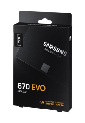 Твердотільний накопичувач SSD 2Tb, Samsung 870 Evo, SATA3, 2.5", MLC (3-bit), 560/530 МБ/с (MZ-77E2T0B)