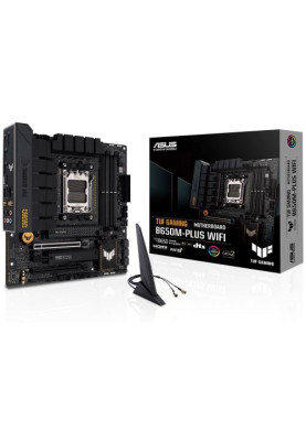 Материнська плата AM5 Asus TUF GAMING B650M-PLUS WIFI, B650, 4xDDR5, Int.Video (CPU), 4xSATA3, 2xM.2, 2xPCI-E 4.0 16x, 1xPCI-E 4.0 1x, Realtek 7.1, Realtek 2.5Gb, WiFi 6, Bluetooth 5.2, 6xUSB3.2/6xUSB2.0, HDMI/DP, MicroATX