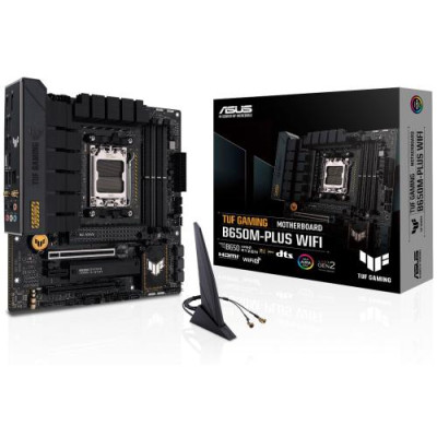 Материнська плата AM5 Asus TUF GAMING B650-PLUS WIFI, B650, 4xDDR5, Int.Video (CPU), 4xSATA3, 2xM.2, 2xPCI-E 4.0 16x, 1xPCI-E 4.0 1x, Real. 6, Bluetooth 5.2, 6xUSB3.2/6xUSB2.0, HDMI/DP, MicroATX