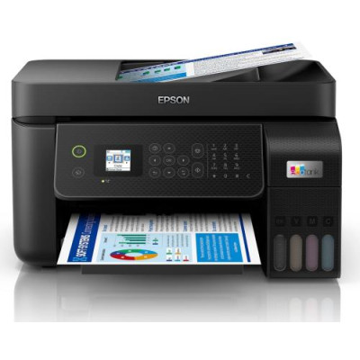 БФП струменевий кольоровий A4 Epson L5290, Black, WiFi, 5760х1440 dpi, факс, до 33/15 стр/хв, РК-екран 3.7 см, USB / Lan, вбудоване СБПЧ, чорнило Epson 103 (C11CJ65407)