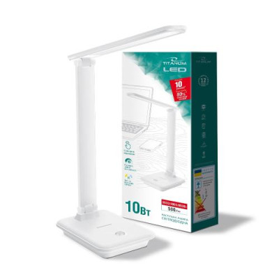 Лампа настільна Titanum TLTF-009W, White, 500 лм, 10 Вт, 3000K/4000K/6500K, сенсорний вимикач