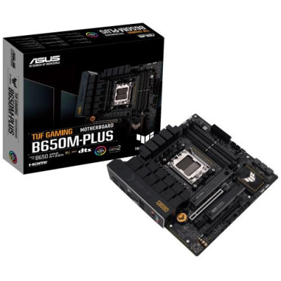 Материнська плата AM5 Asus TUF GAMING B650M-PLUS, B650, 4xDDR5, Int.Video (CPU), 4xSATA3, 2xM.2, 2xPCI-E 4.0 16x, 1xPCI-E 4.0 1x, Realtek 7.1, Realtek 2.5Gb, 6xUSB3.2/6xUSB2.0, HDMI/DP, MicroATX