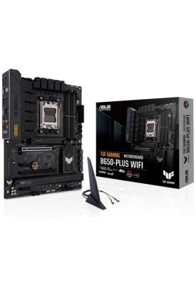 Материнська плата AM5 Asus TUF GAMING B650-PLUS WIFI, B650, 4xDDR5, Int.Video (CPU), 4xSATA3, 3xM.2, 2xPCI-E 4.0 16x, 2xPCI-E 4.0 1x, Realtek 7.1, Realtek 2.5Gb, WiFi 6, Bluetooth 5.2, 6xUSB3.2/6xUSB2.0, HDMI/DP, ATX