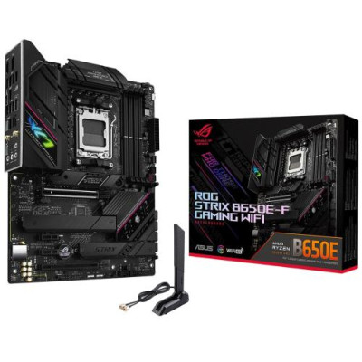 Материнська плата AM5 Asus ROG STRIX B650E-F GAMING WIFI, B650, 4xDDR5, Int.Video (CPU), 4xSATA3, 3xM.2, 1xPCI-E 5.0 16x, 1xPCI-E 4.0 16. ALC4080, Intel 2.5Gb, WiFi 6, Bluetooth 5.2, 10xUSB3.2/6xUSB2.0, HDMI/DP, ATX