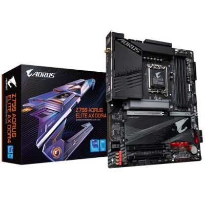Материнська плата LGA1700, Gigabyte Z790 AORUS ELITE AX DDR4, Z790, 4xDDR4, Int.Video(CPU), 4xSATA3, 4xM.2, 1xPCI-E 16x 5.0, 1xPCI-E 16x 4.0, 1xPCI-E 16x 3.0, Realtek 7.1, Realtek 2.5GbE, WiFi 6, Bluetooth 5.3, 9xUSB3.2/8xUSB2.0, HDMI/DP, ATX