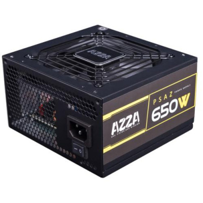 Блок живлення 650 Вт, AZZA, Black, 80+ Bronze, 12 см, 2xMolex / 5xSATA / 2x6+2-pin / 1x20+4-pin / 1x4+4-pin, захист UVP/OVP/OPP/OCP/SCP (PSAZ-650W)
