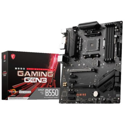 Мат.плата AM4 (B550) MSI B550 GAMING GEN3, B550, 4xDDR4, Int.Video(CPU), 6xSATA3, 1xM.2, 2xPCI-E 16x 3.0, 4xPCI-E 1x 2.0, 3xPCI-E 1x 3.0, ALC897, RTL8111H, 4xUSB3.2/6xUSB2.0, DVI-D/HDMI, CrossFire, ATX