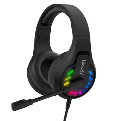 Навушники Bloody G230 Black, игрові з мікрофоном, Neon LED, USB, накладні, кабель 2.0 м