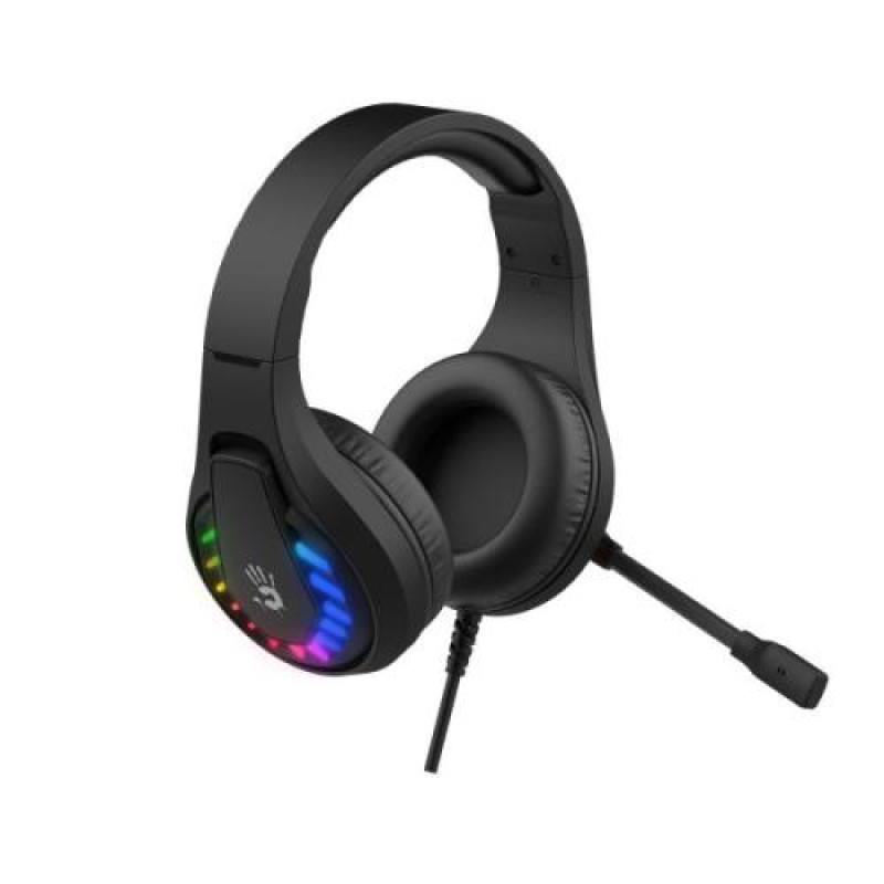Навушники Bloody G230 Black, игрові з мікрофоном, Neon LED, USB, накладні, кабель 2.0 м