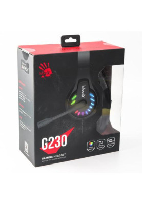 Навушники Bloody G230 Black, игрові з мікрофоном, Neon LED, USB, накладні, кабель 2.0 м