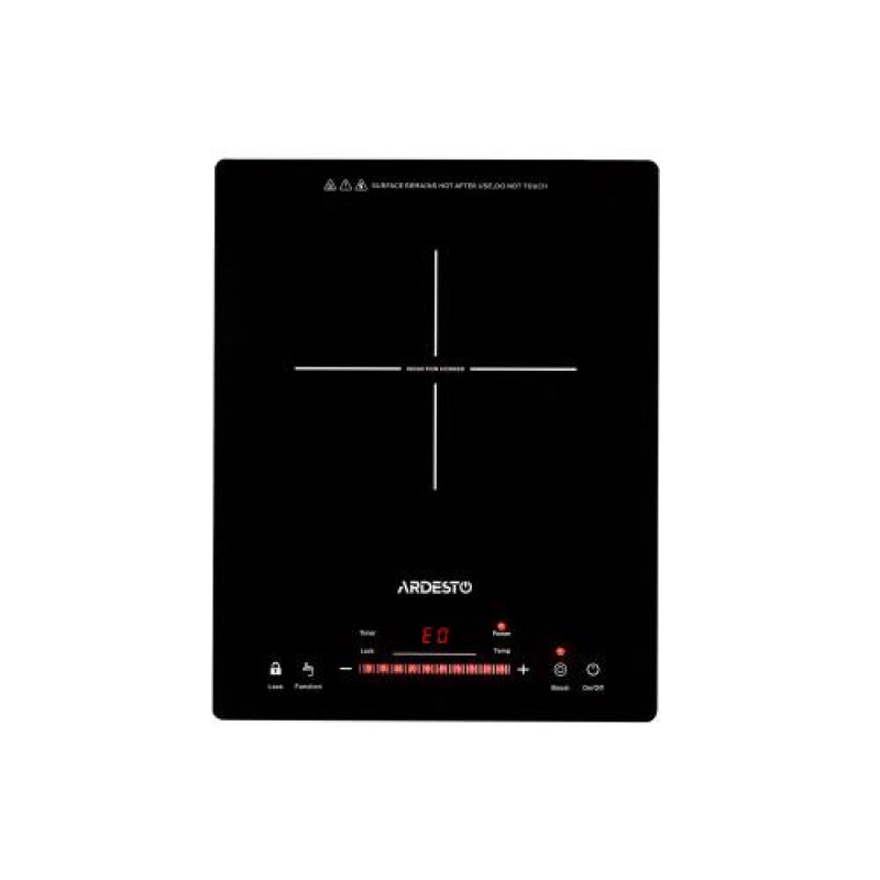 Настільна плита Ardesto ICS-B118, Black, 1800W, індукційна, сенсорне керування, 1 конфорка, загартоване скло, дисплей, таймер, 31x7x60 см
