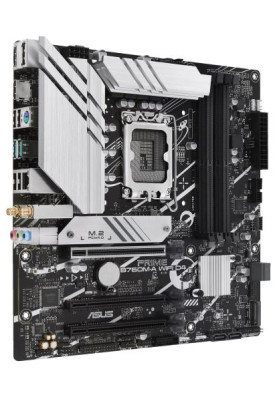 Материнська плата LGA1700, Asus PRIME B760M-A WIFI D4, B760, 4xDDR4, Int.Video(CPU), 4xSATA3, 2xM.2, 3xPCI-E 16x 4.0, Realtek 7.1, Realtek 2.5Gb, WiFi 6, Bluetooth 5.2, 5xUSB3.2/7xUSB2.0, HDMI/DP, MicroATX