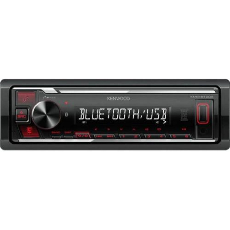 Автомагнітола Kenwood KMM-BT209 Bluetooth, USB, 1 Din, підсвічування Red